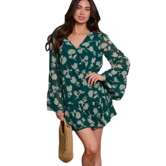 Roloko Green & White Floral Dress Size S NWOT - Picture 1 of 14